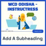 WCD Odisha Instructress Recruitment 2026
