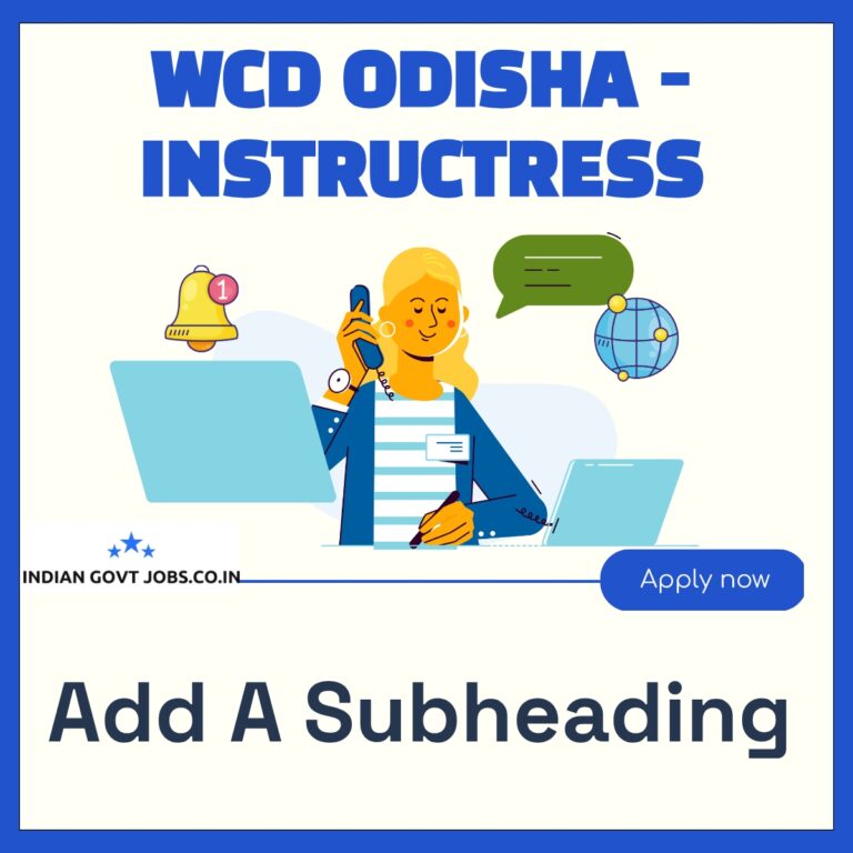 WCD Odisha Instructress Recruitment 2026